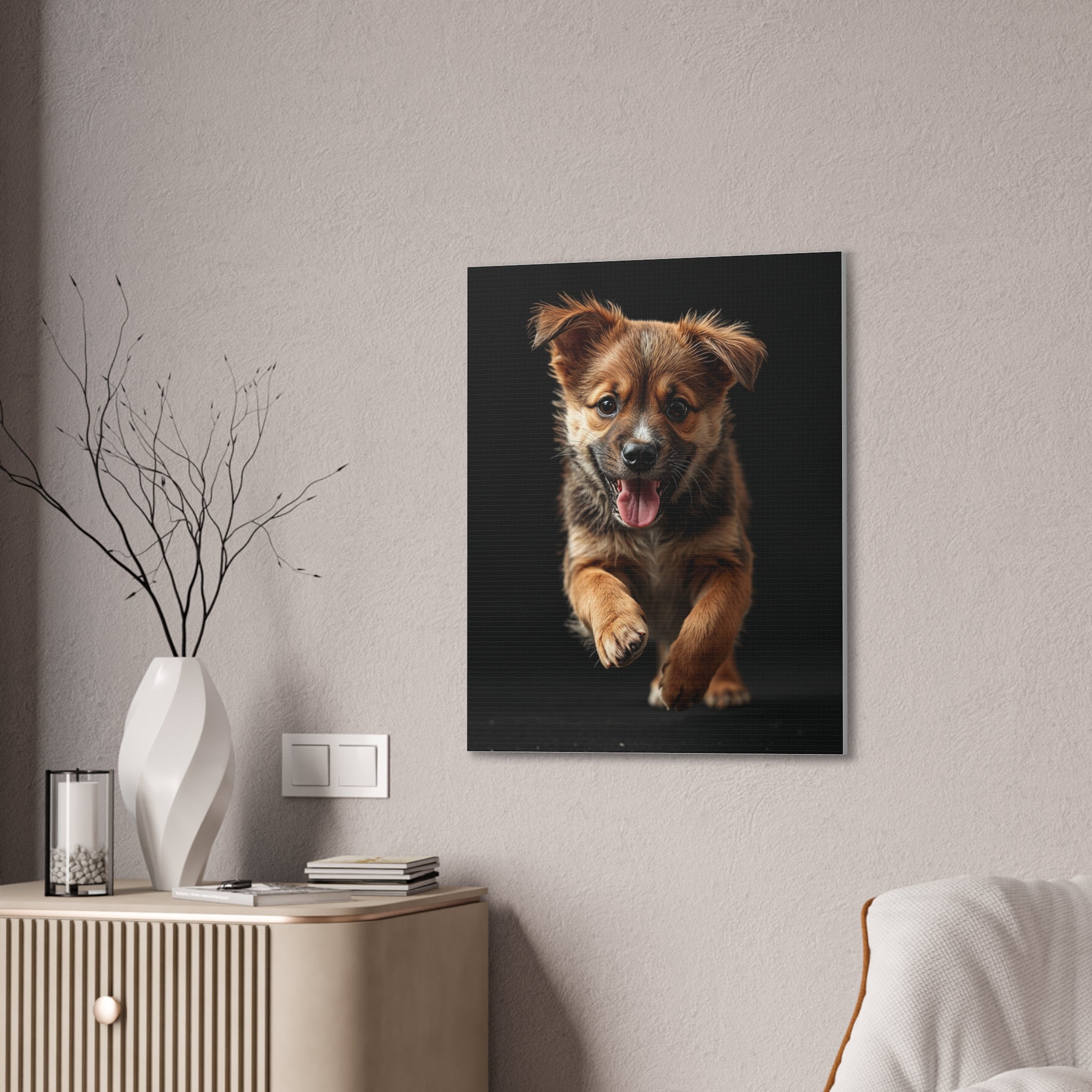 Running Puppy Canvas | Stretched Wall Art, gift for dog lovers