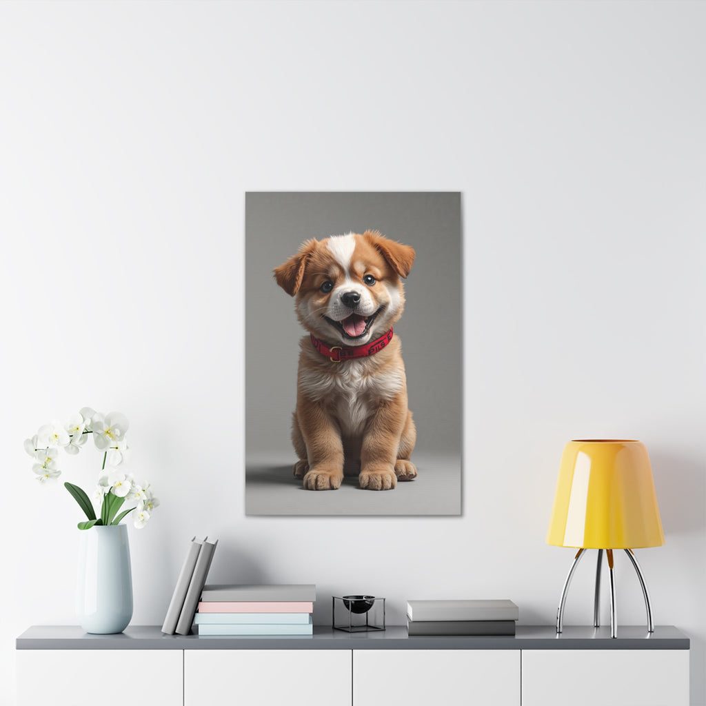 Smiling Puppy Portrait Canvas, gift for dog lovers