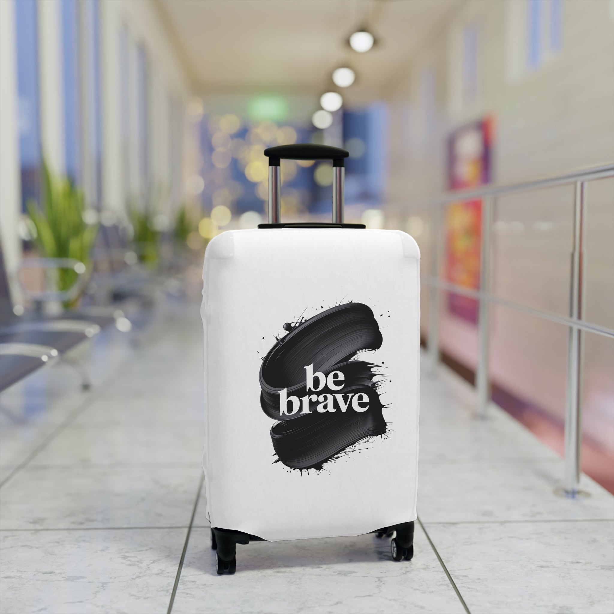 Housse de valise Be Brave à motifs de coups de pinceau | Étui de voyage inspirant