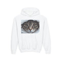 Tabby Cat Face Youth Hoodie | Cozy Cat Portrait Sweatshirt