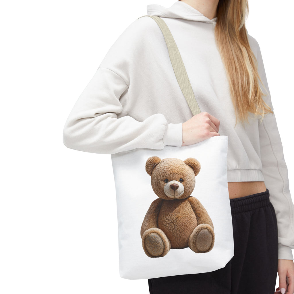 Sac fourre-tout mignon ours en peluche et chaton – Sac fourre-tout à imprimé animal mignon pour faire les courses et au quotidien