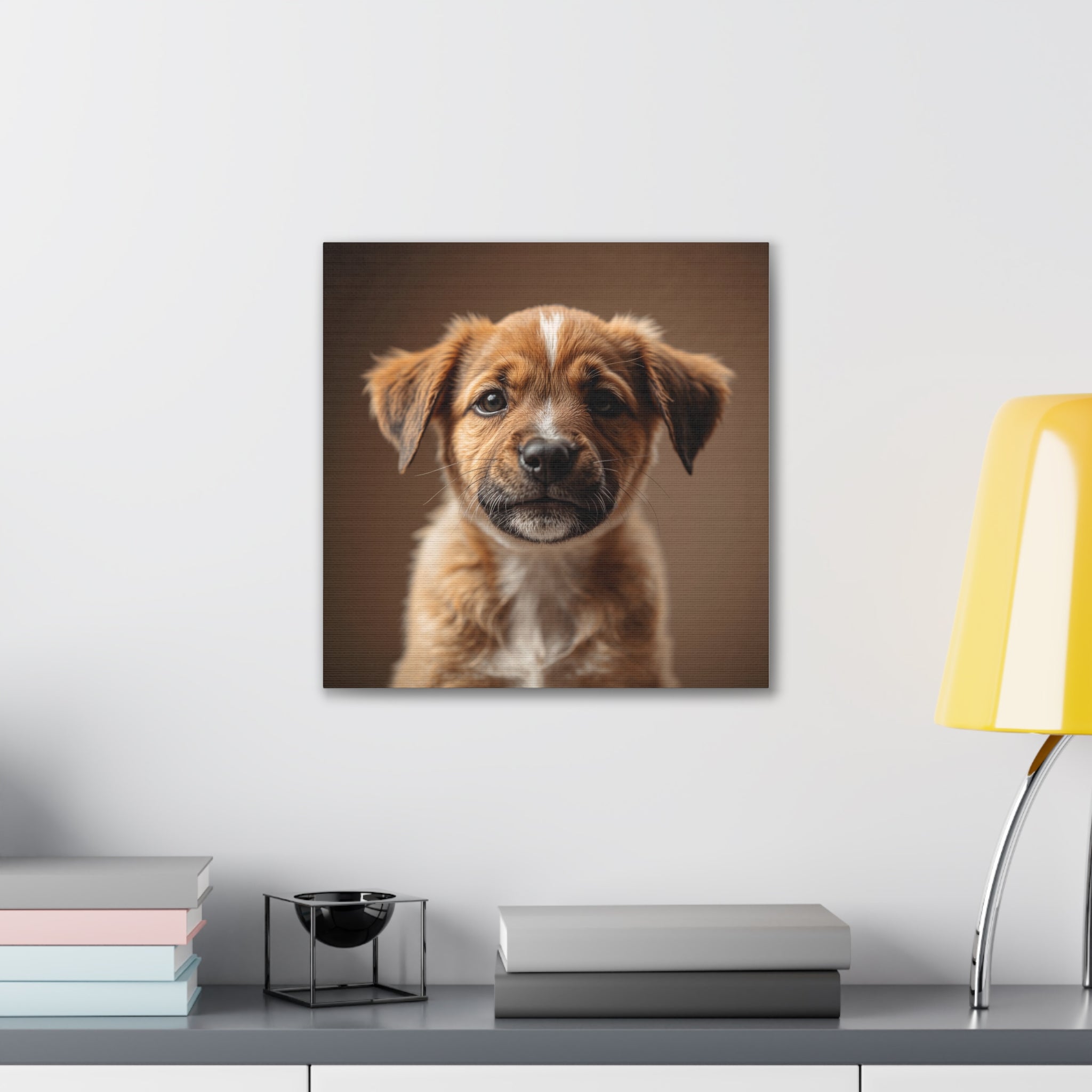Brown Puppy Portrait Canvas Stretched 0.75" | Cute Dog Wall Art, gift for dog lovers