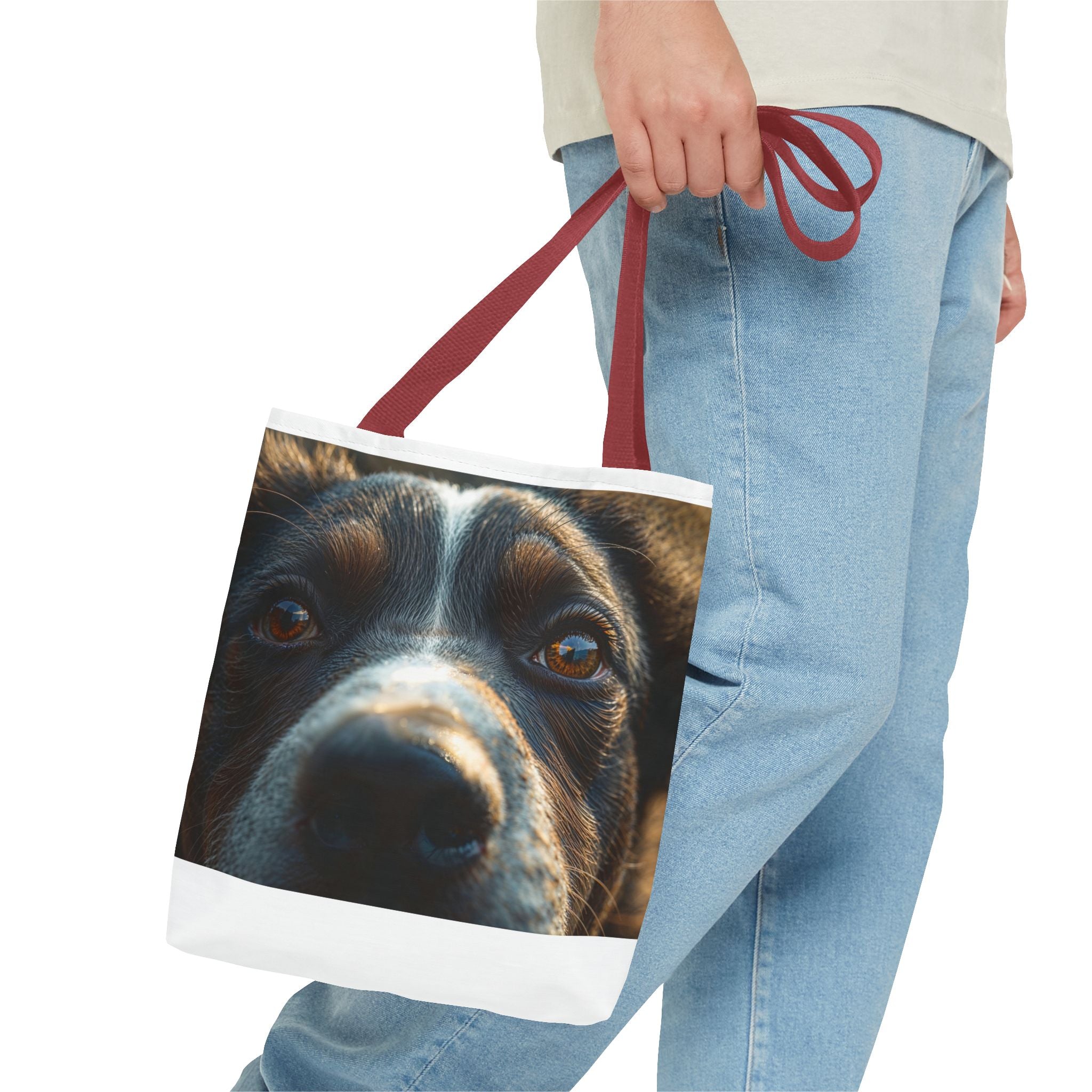 Sac fourre-tout avec gros plan sur la tête d'un chien | Portrait de chiot mignon, impression photo