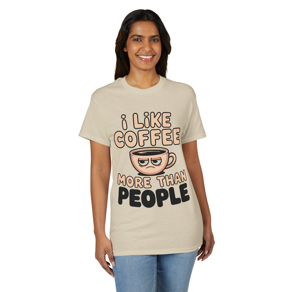 I Like Coffee More Than People T-Shirt | Coffee Lover Tee, Original Motivational T-Shirt, Unisex Cotton Graphic Tee