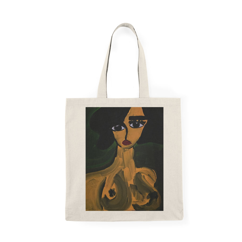 Sac cabas édition artiste, portrait de nu peint à la main, édition limitée, sac en toile, sac cabas avec portrait abstrait de nu | Illustration de femme au style pictural