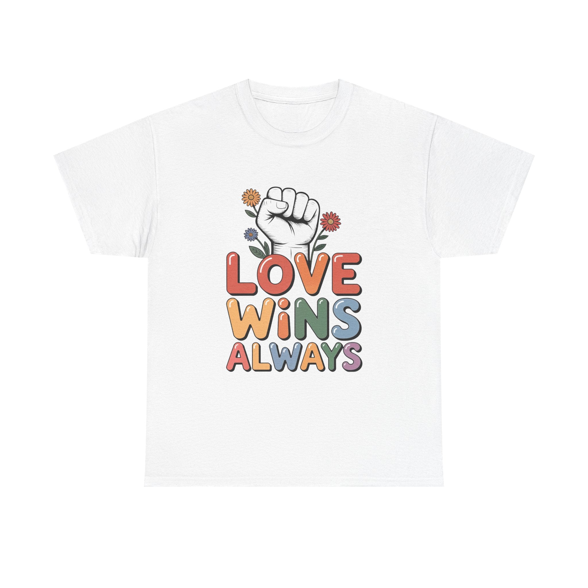 Love Wins Always T-Shirt | Pride heart fist floral design