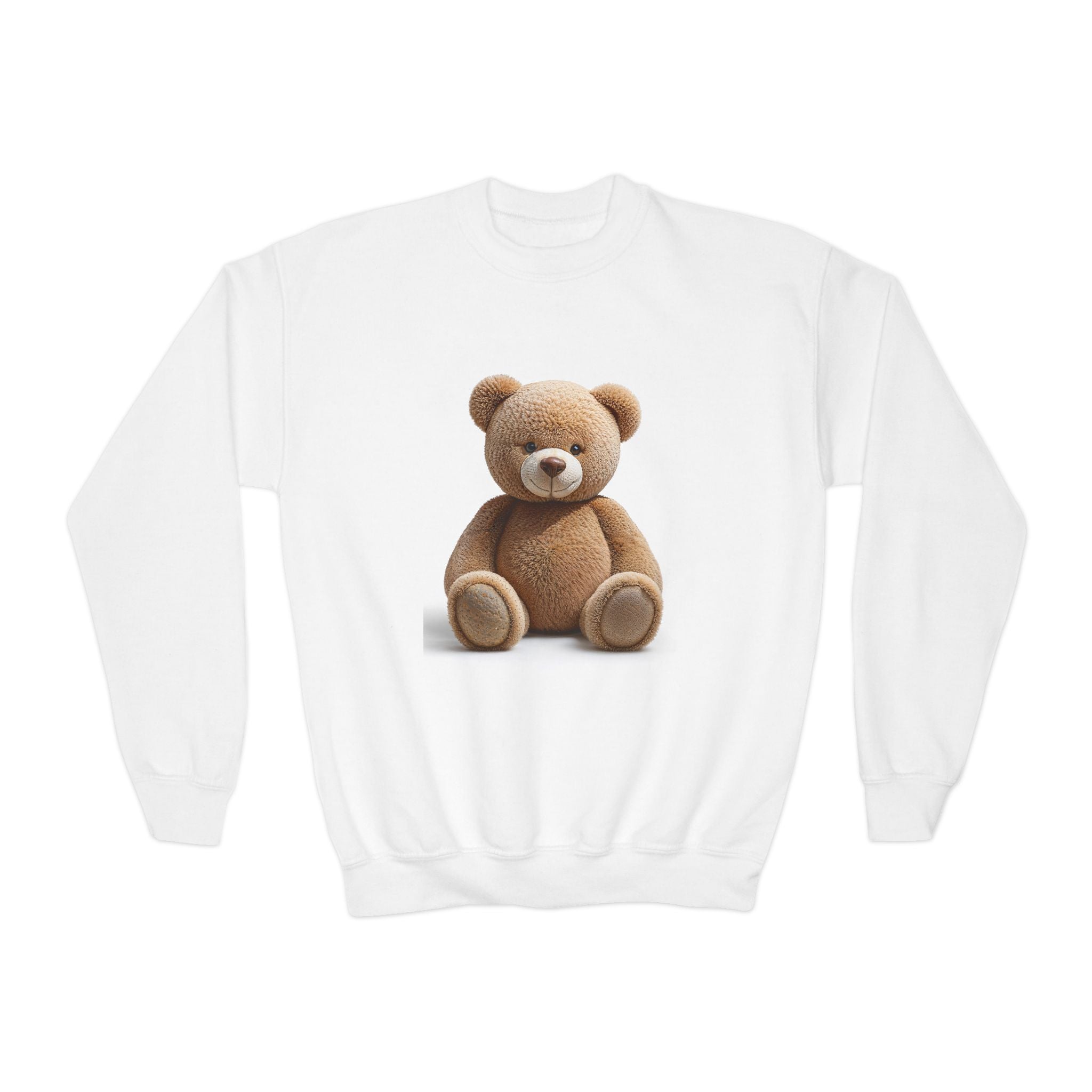 Sweat-shirt enfant à col rond avec ourson marron | Motif peluche mignon