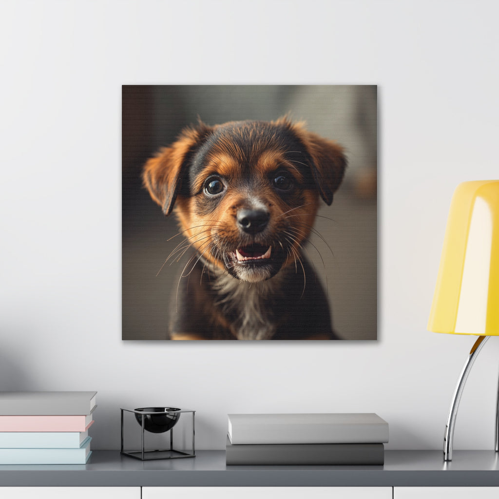 Smiling Puppy Portrait Canvas, gift for doh lovers