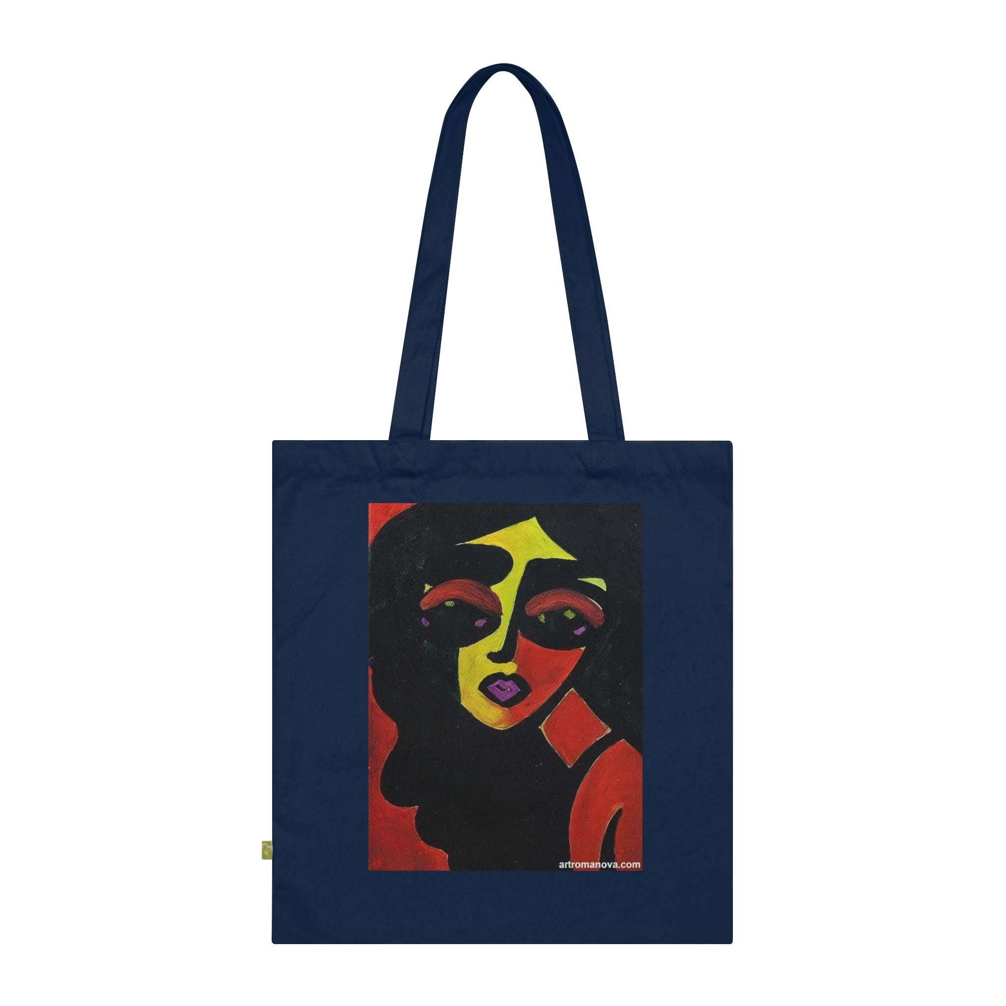 Sac cabas à portrait abstrait coloré | Sac cabas artistique, coton écologique, toile faite main