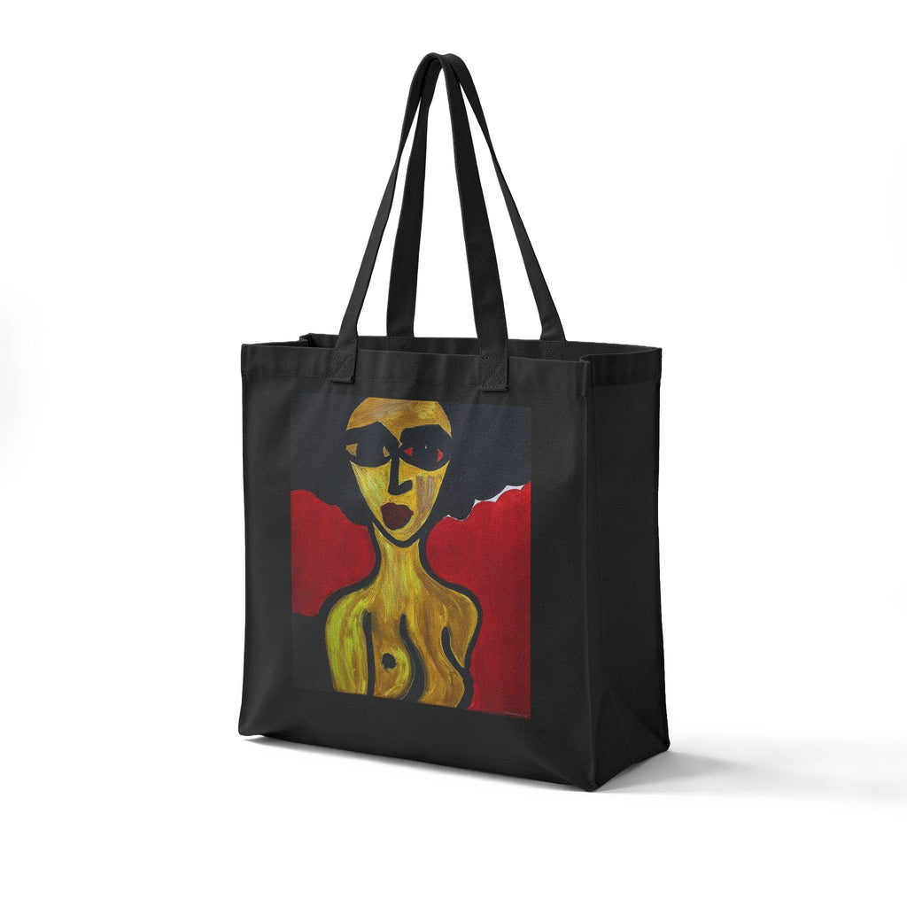 Abstract Yellow Figure Painting Canvas Grocery Tote