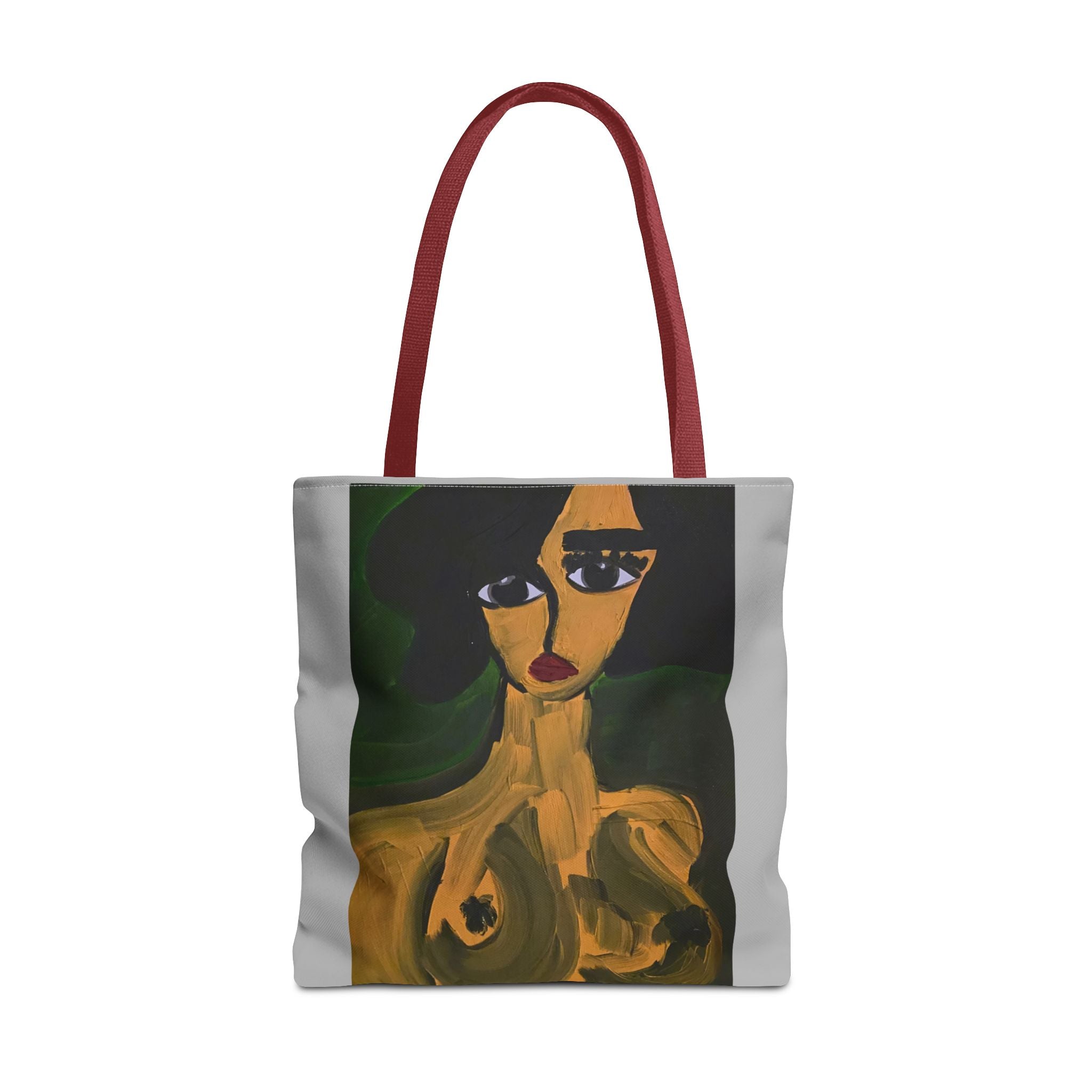 Sac fourre-tout portrait abstrait de femme | Motif expressionniste peint à la main