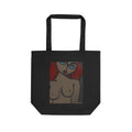 Sac cabas écologique avec silhouette nue rousse | Portrait abstrait de femme, art minimaliste, fait main