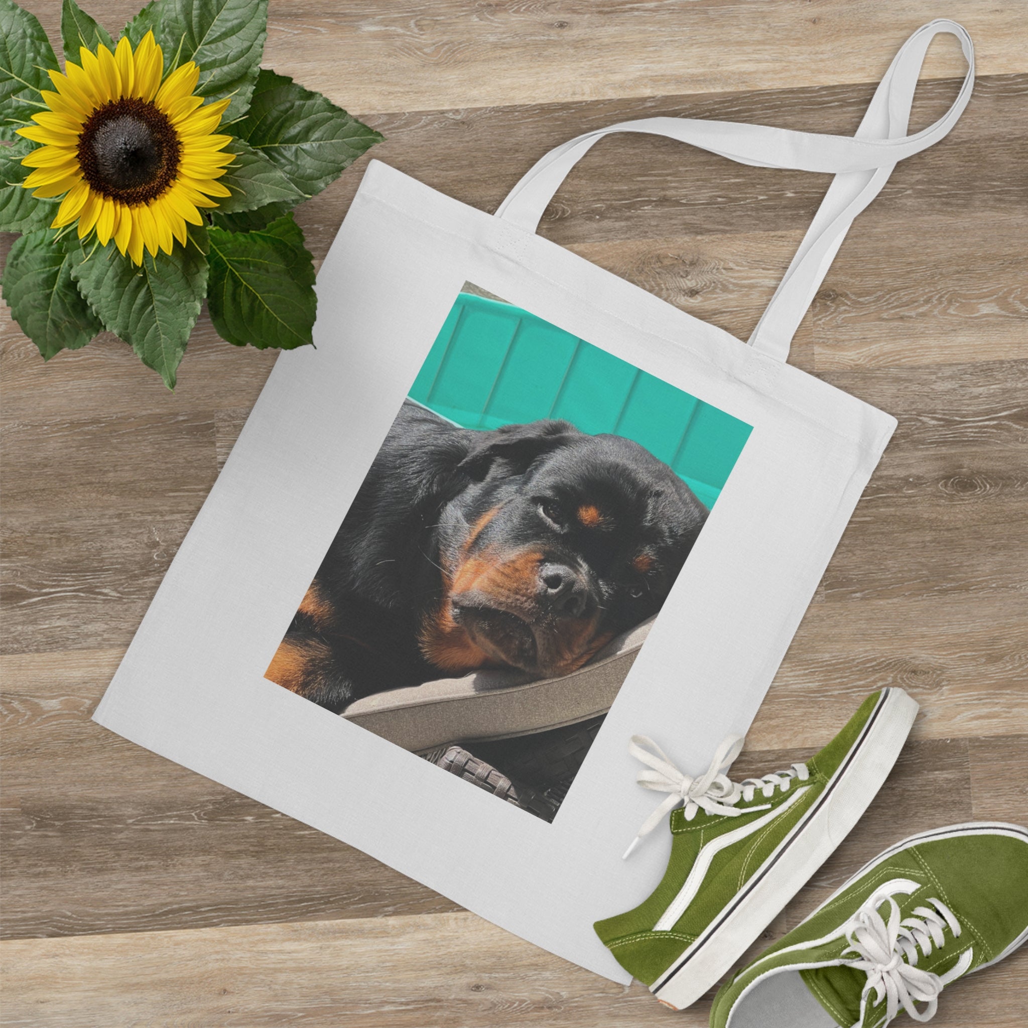 Sleeping Rottweiler Photo Tote Bag | Dog Portrait Shopper bag