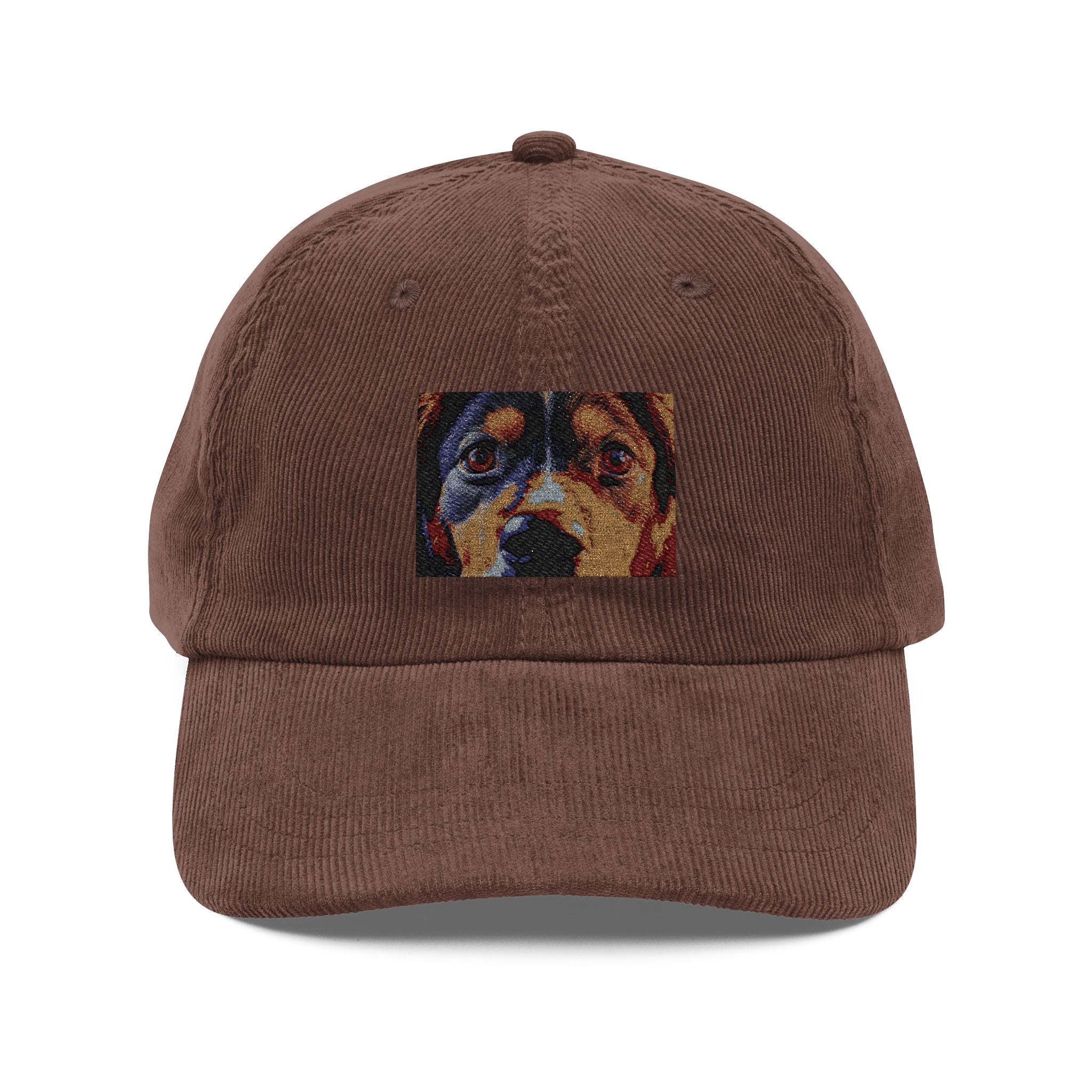 Casquette brodée avec portrait de chien | Casquette de baseball vintage en velours côtelé