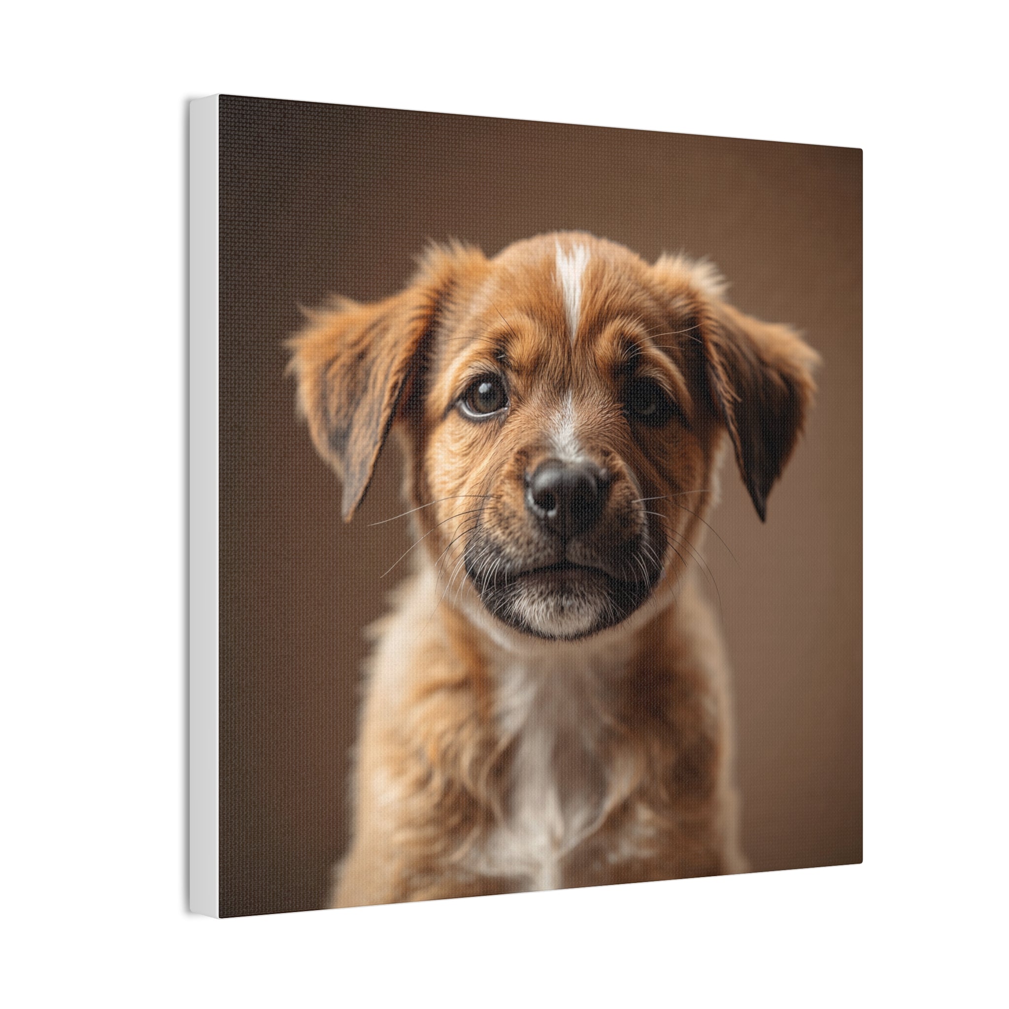 Brown Puppy Portrait Canvas Stretched 0.75" | Cute Dog Wall Art, gift for dog lovers
