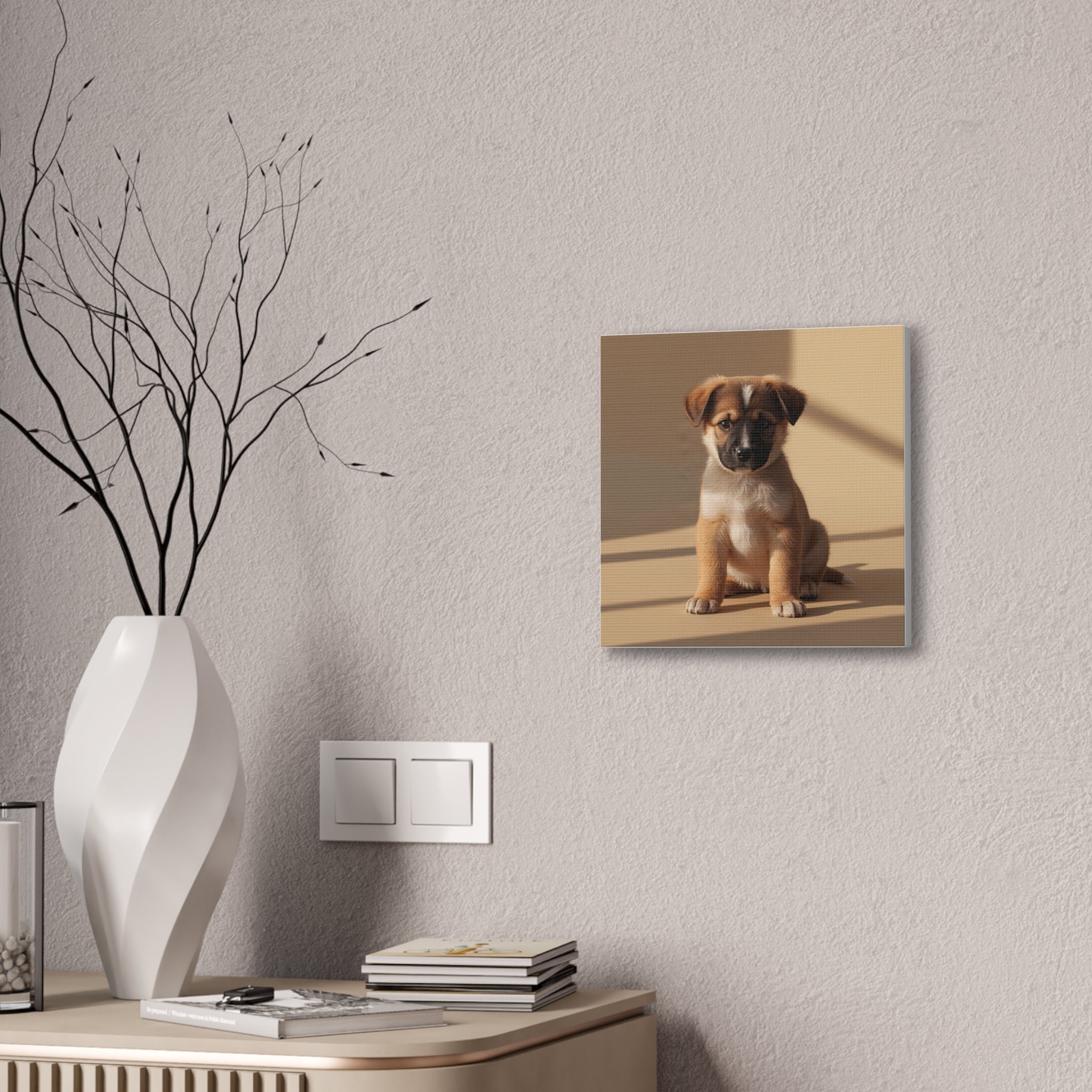 Brown Puppy Portrait Canvas, gift for dog lovers