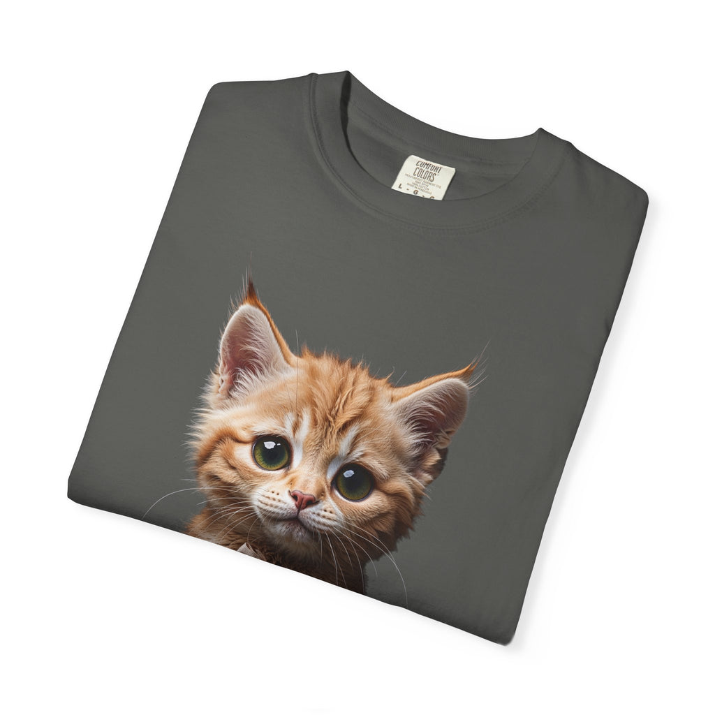 Kitten Illustration T-Shirt | Realistic Cat Portrait, organic cotton