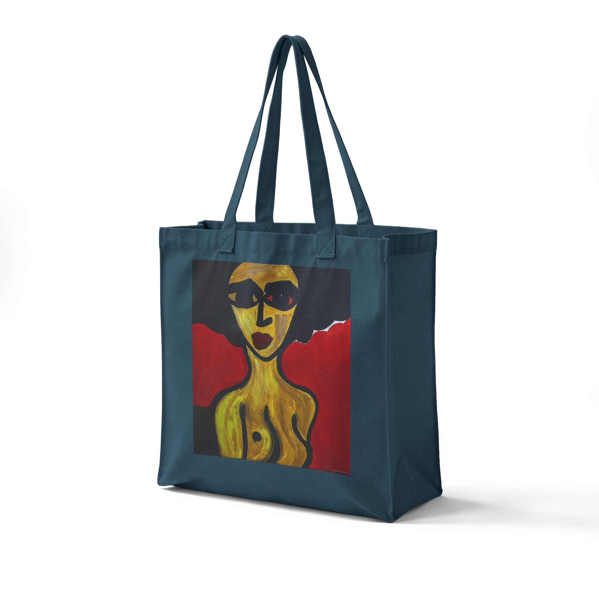 Abstract Yellow Figure Painting Canvas Grocery Tote