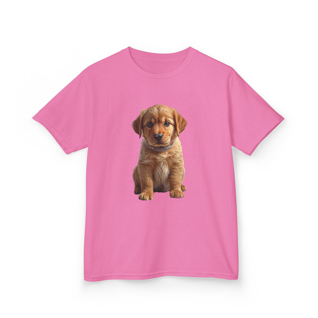 T-shirt enfant illustration chiot marron | T-shirt chien mignon, amoureux des animaux