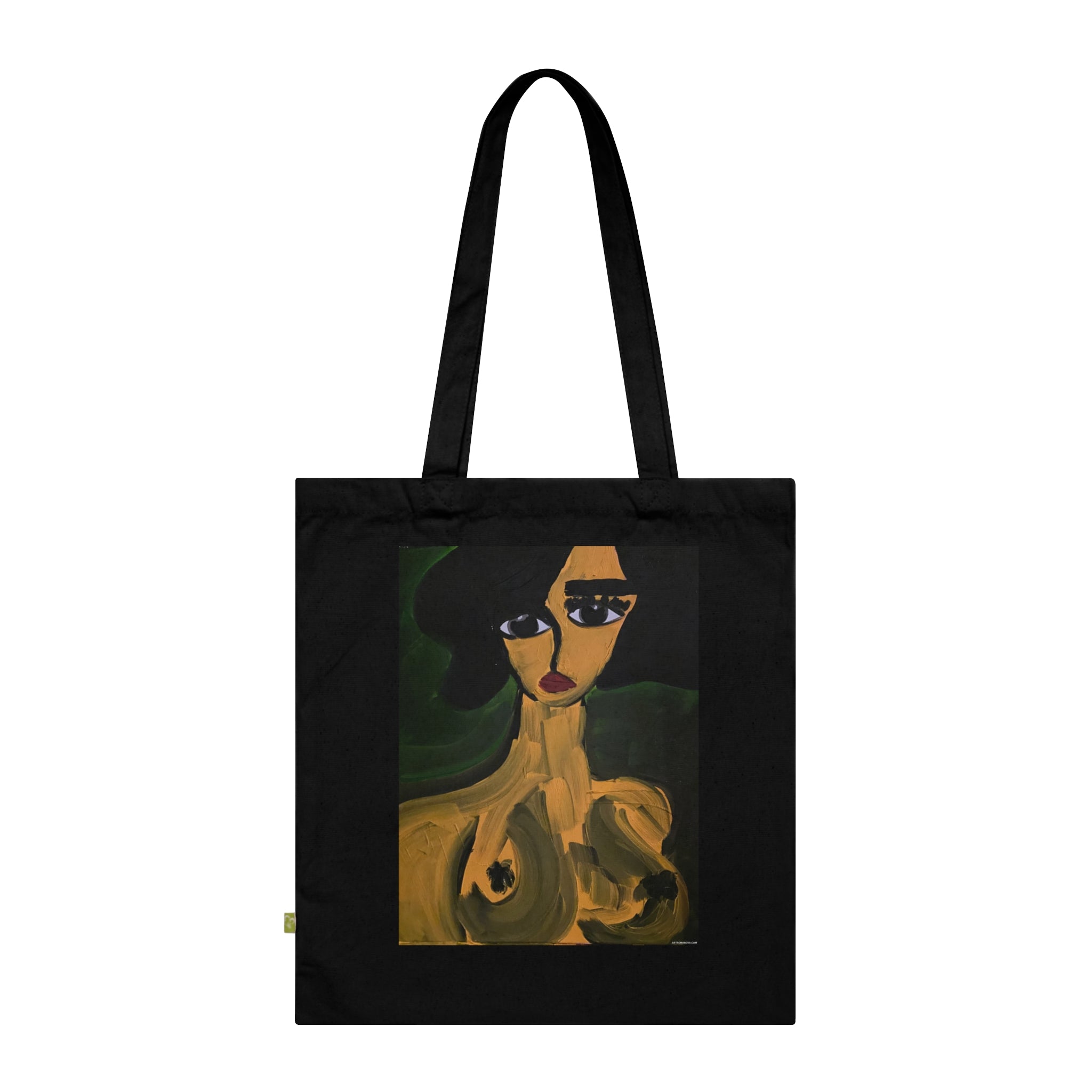 Sac fourre-tout Portrait abstrait | Art expressionniste féminin, coton écologique, toile faite main, peinture de femme nue