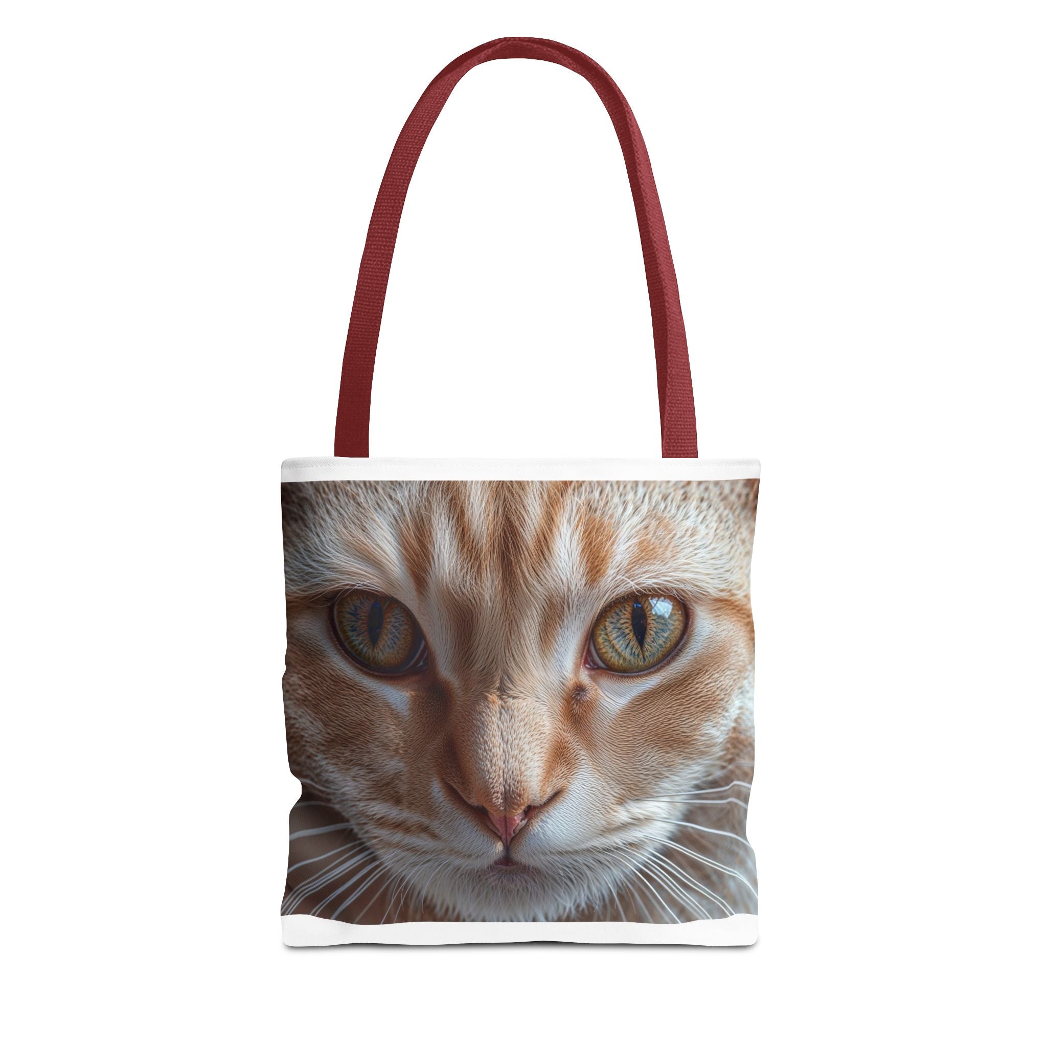 Sac fourre-tout à motif chat roux en gros plan | Imprimé intégral portrait de chat