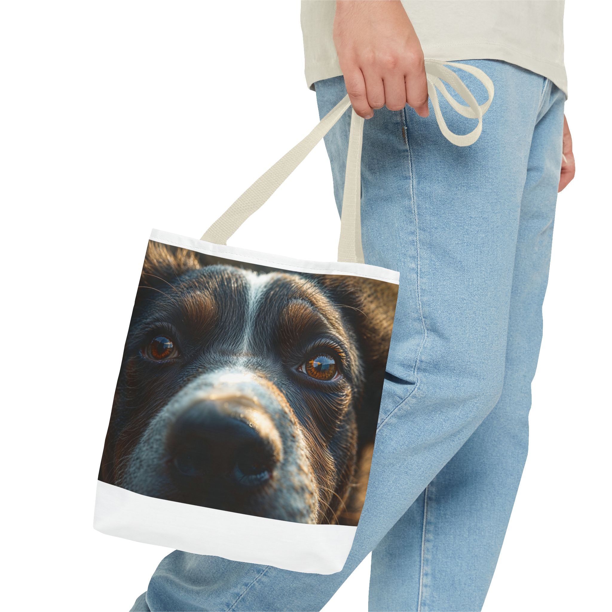 Sac fourre-tout avec gros plan sur la tête d'un chien | Portrait de chiot mignon, impression photo