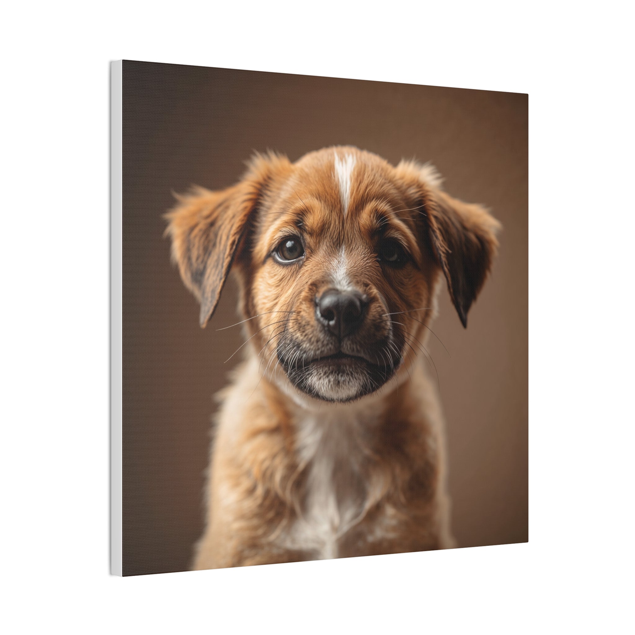 Brown Puppy Portrait Canvas Stretched 0.75" | Cute Dog Wall Art, gift for dog lovers