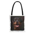 Sac fourre-tout en toile avec portrait de Rottweiler souriant | Sac fourre-tout pour amoureux des chiens