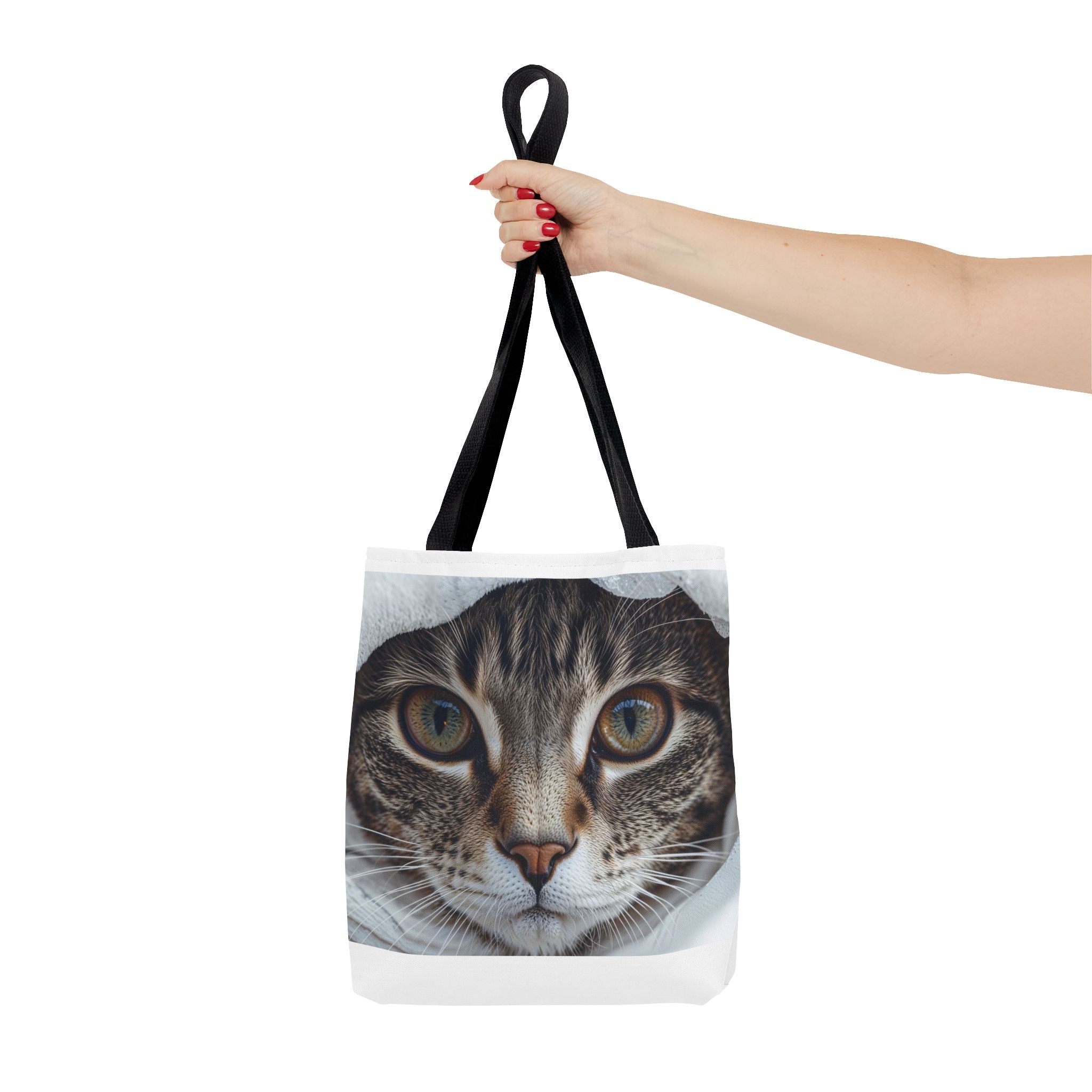 Sac fourre-tout motif chat tigré | Portrait de chat réaliste, imprimé intégral