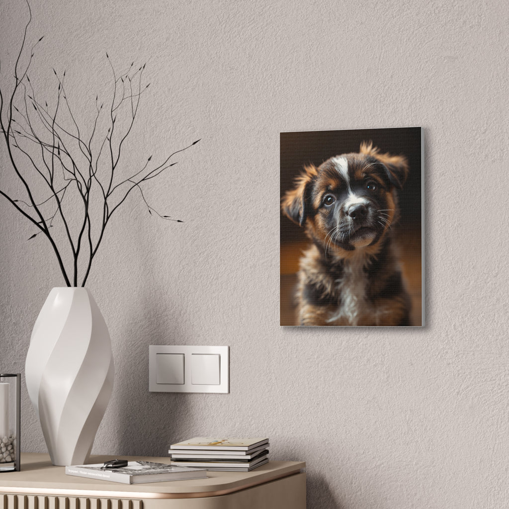 Adorable Puppy Portrait Canvas, gift for dog lovers, wall art with dog