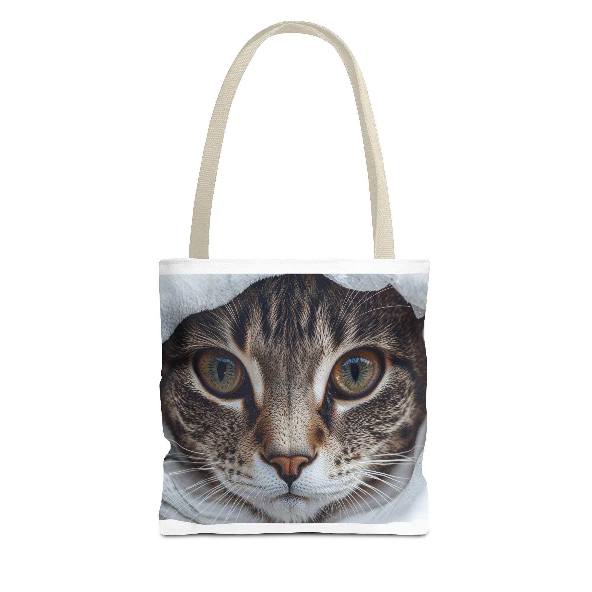 Sac fourre-tout motif chat tigré | Portrait de chat réaliste, imprimé intégral