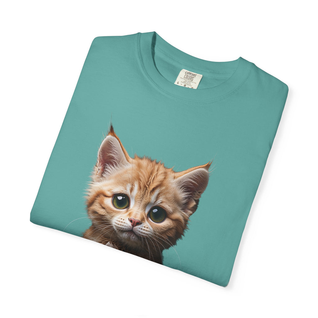 Kitten Illustration T-Shirt | Realistic Cat Portrait, organic cotton
