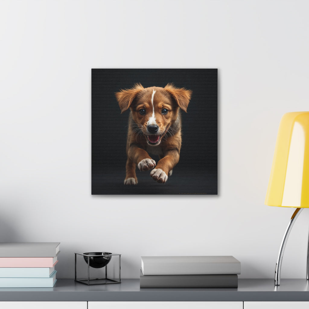 Playful Puppy Portrait Canvas, gift for dog lovers
