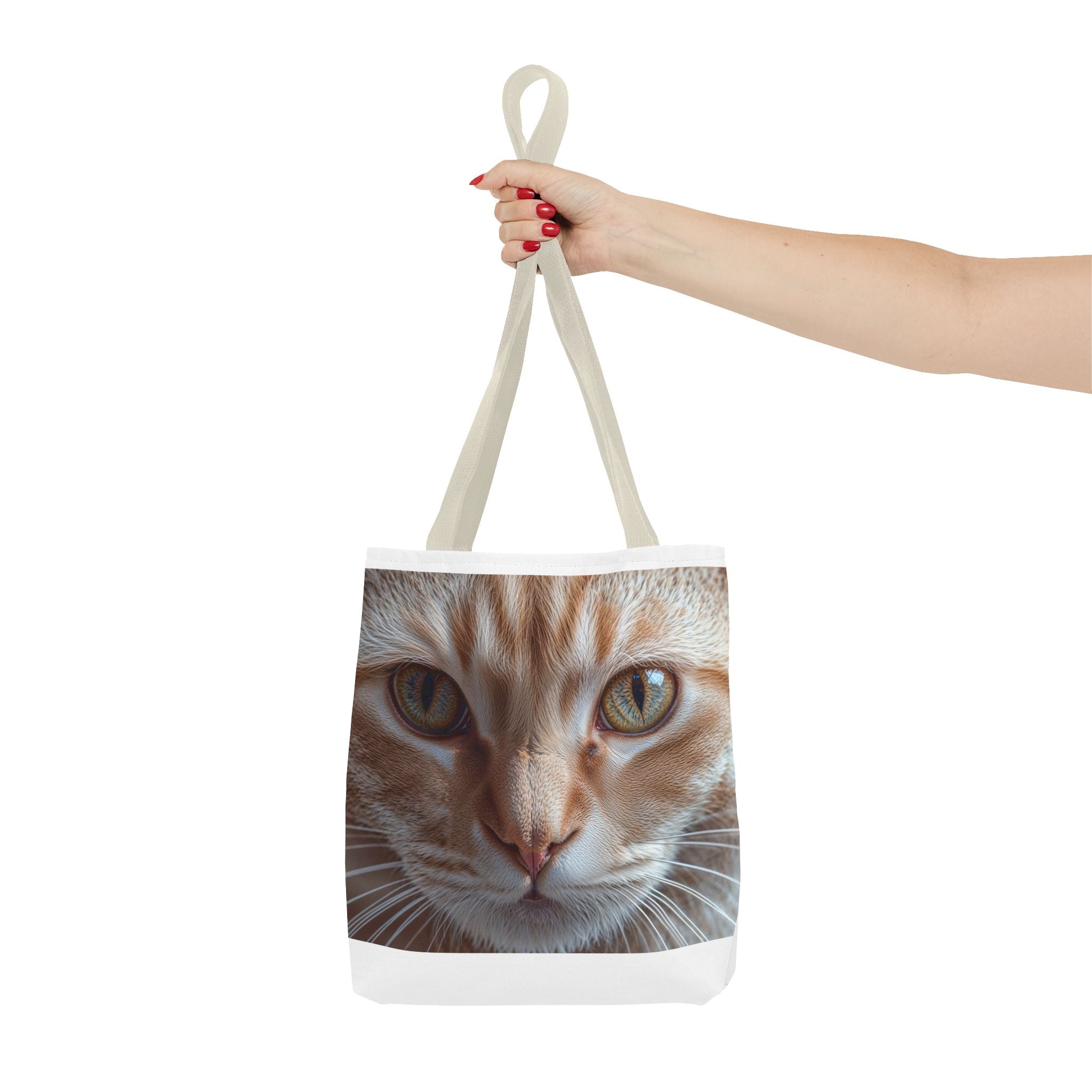 Sac fourre-tout à motif chat roux en gros plan | Imprimé intégral portrait de chat