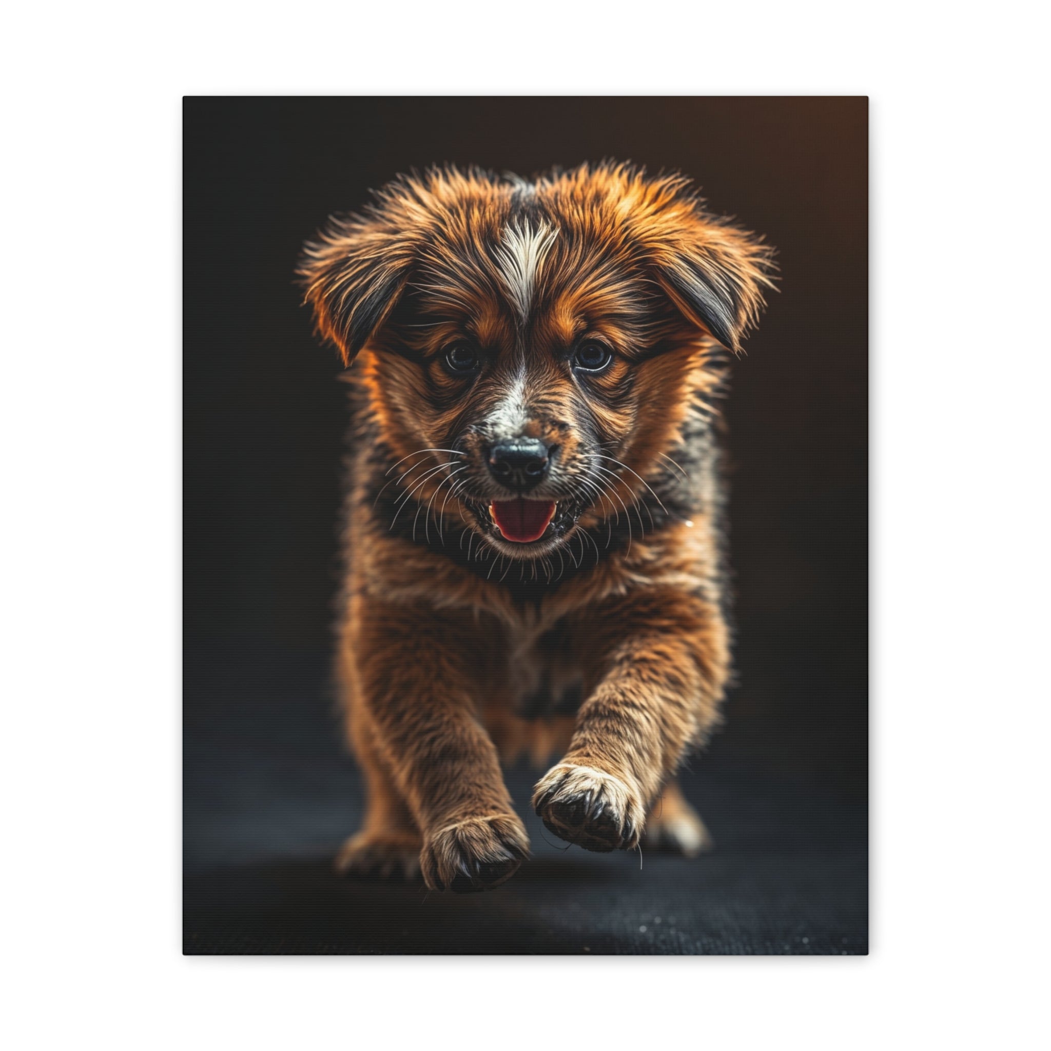 Running Puppy Canvas | Stretched Wall Art, Dog Portrait, gift for dog lovers