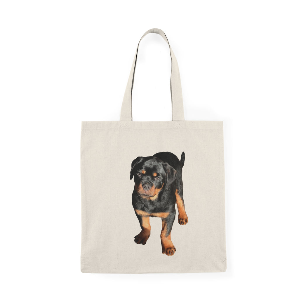 Sac fourre-tout chiot rottweiler | Illustration de chien sur toile naturelle