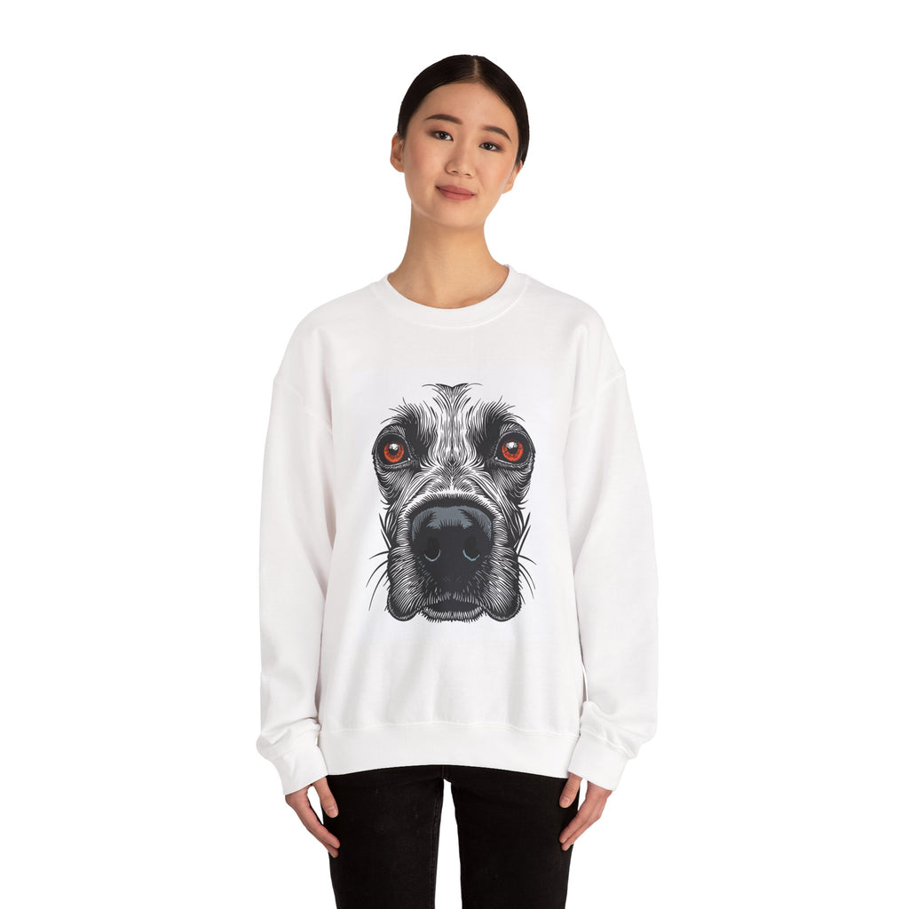 Sweat-shirt à col rond avec portrait réaliste de chien | Portrait de Labrador noir