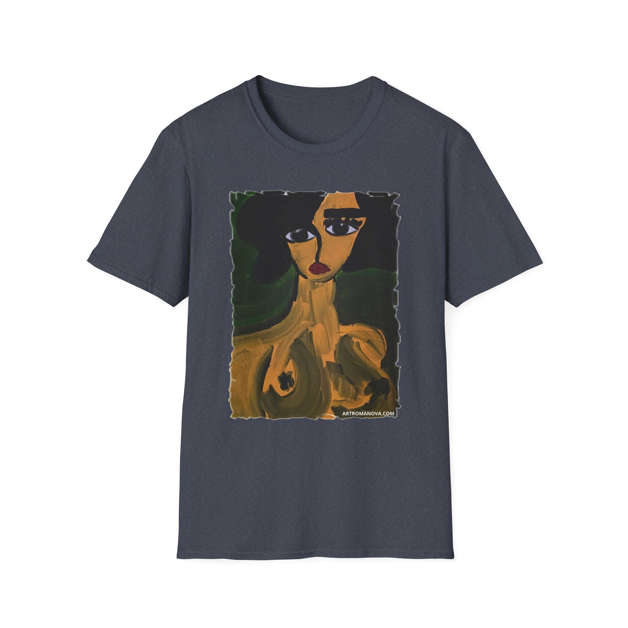 T-shirt Portrait de Femme Nue | Peinture Artistique Moderne, T-shirt Beaux-Arts, Impression Portrait de Nu Élégante, Peint à la Main, Style Galerie