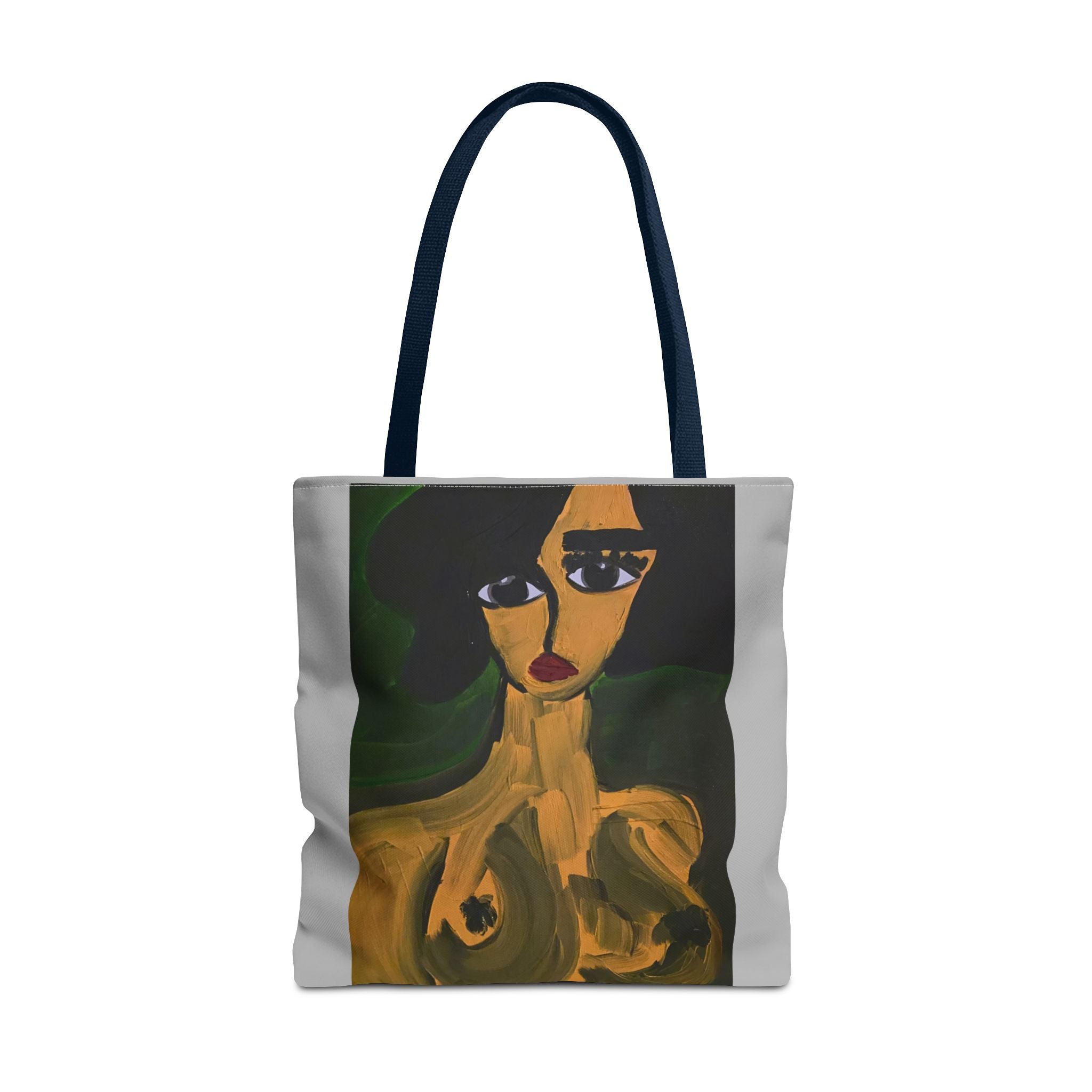 Sac fourre-tout portrait abstrait de femme | Motif expressionniste peint à la main