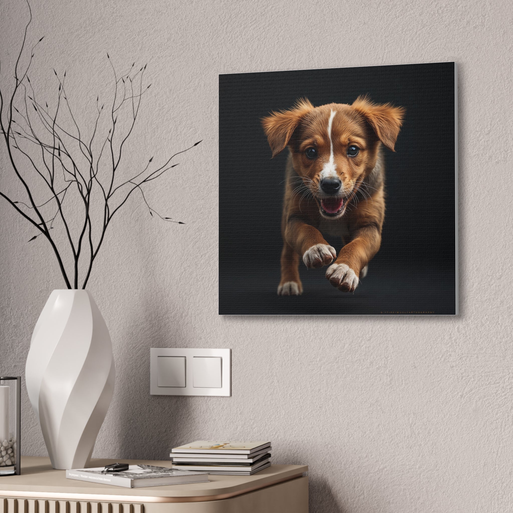 Playful Puppy Portrait Canvas, gift for dog lovers