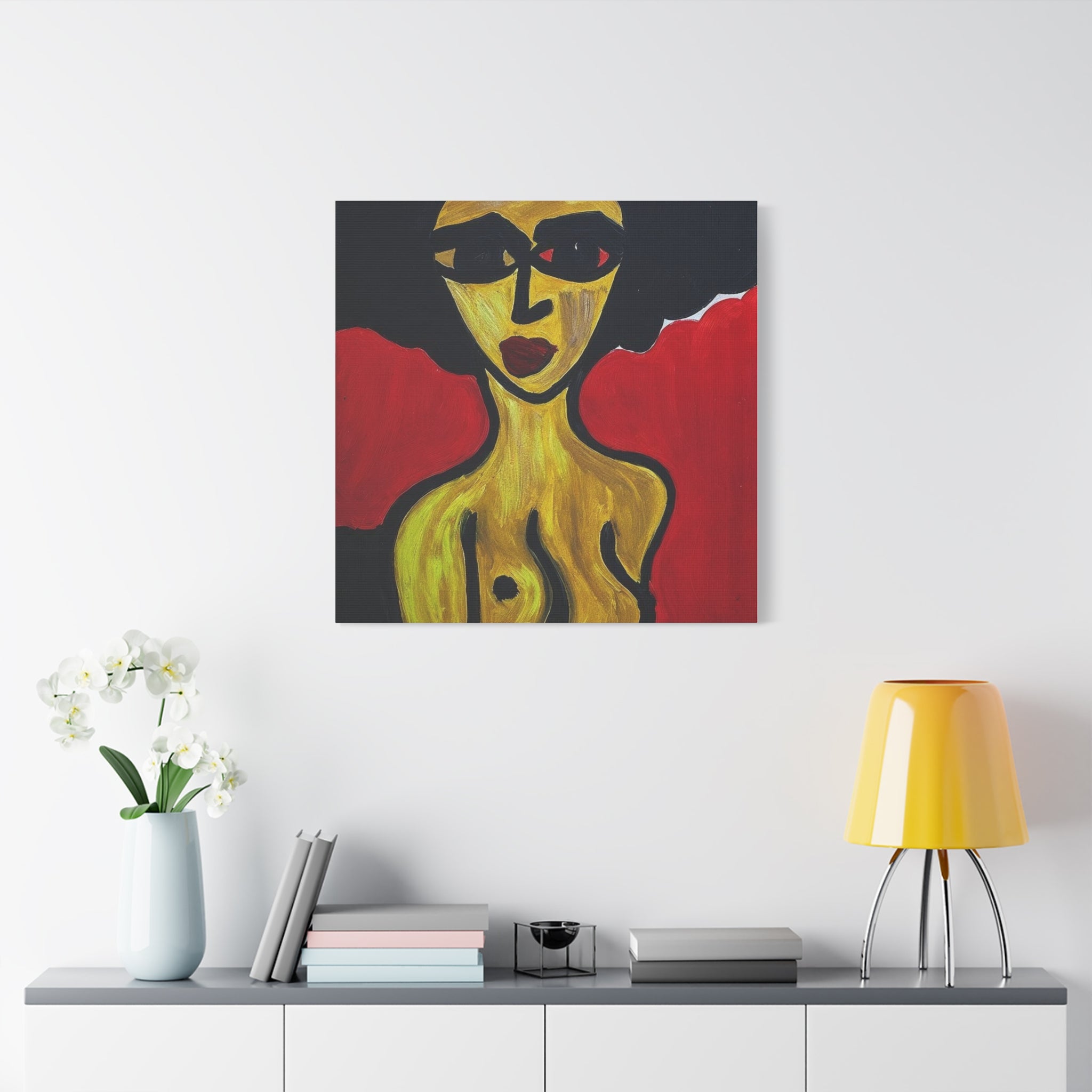 Portrait abstrait de femme sur toile, art contemporain, art moderne