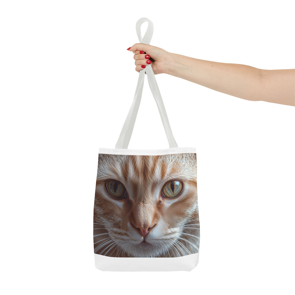 Sac fourre-tout à motif chat roux en gros plan | Imprimé intégral portrait de chat