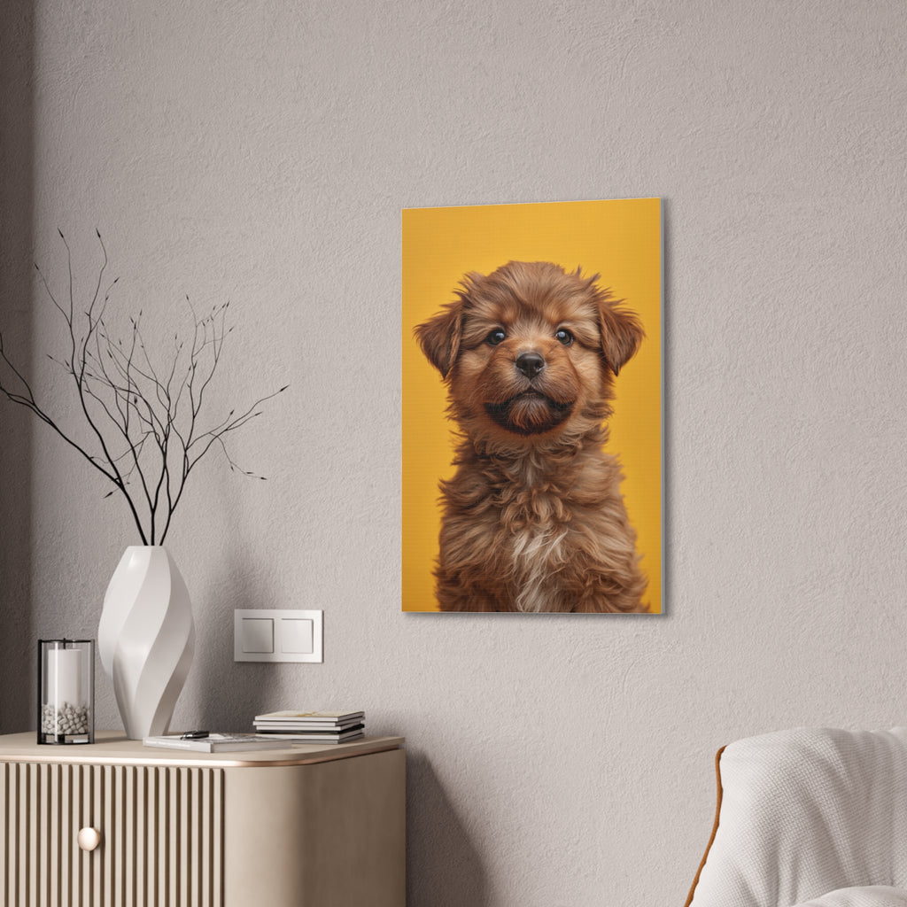 Cute Brown Puppy Portrait Canvas, gift for dog lovers