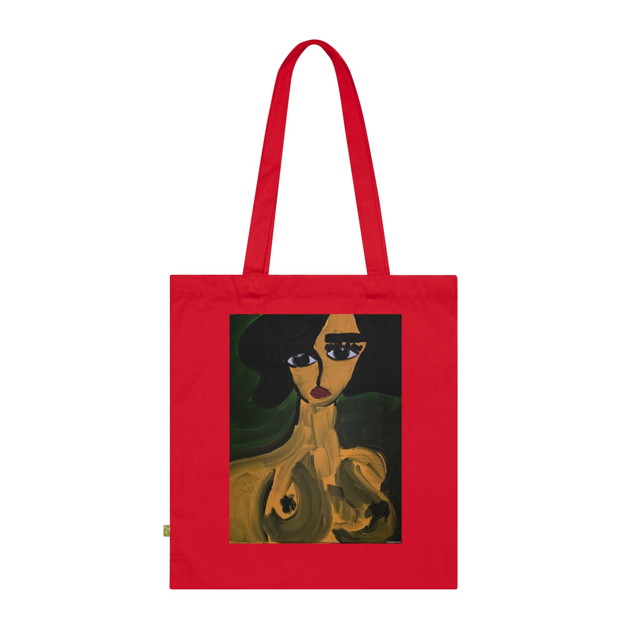 Sac fourre-tout Portrait abstrait | Art expressionniste féminin, coton écologique, toile faite main, peinture de femme nue