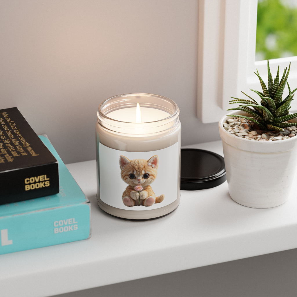 Bougie avec chaton — Pot chaton kawaii mignon (parfum floral doux), bio