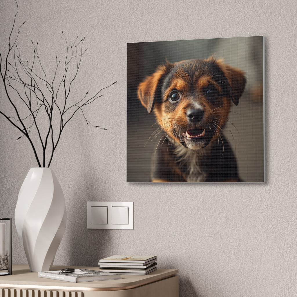 Smiling Puppy Portrait Canvas, gift for doh lovers