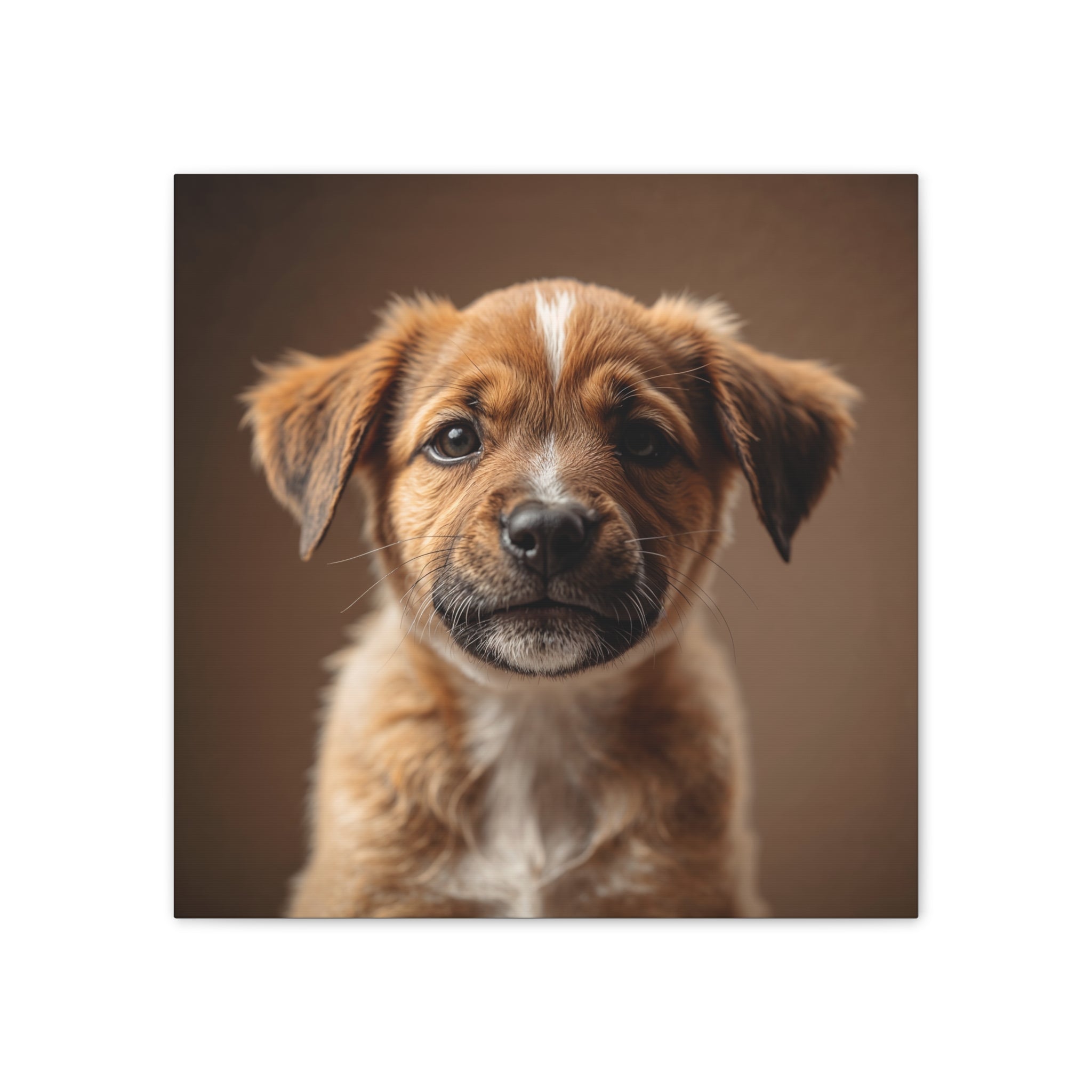 Brown Puppy Portrait Canvas Stretched 0.75" | Cute Dog Wall Art, gift for dog lovers