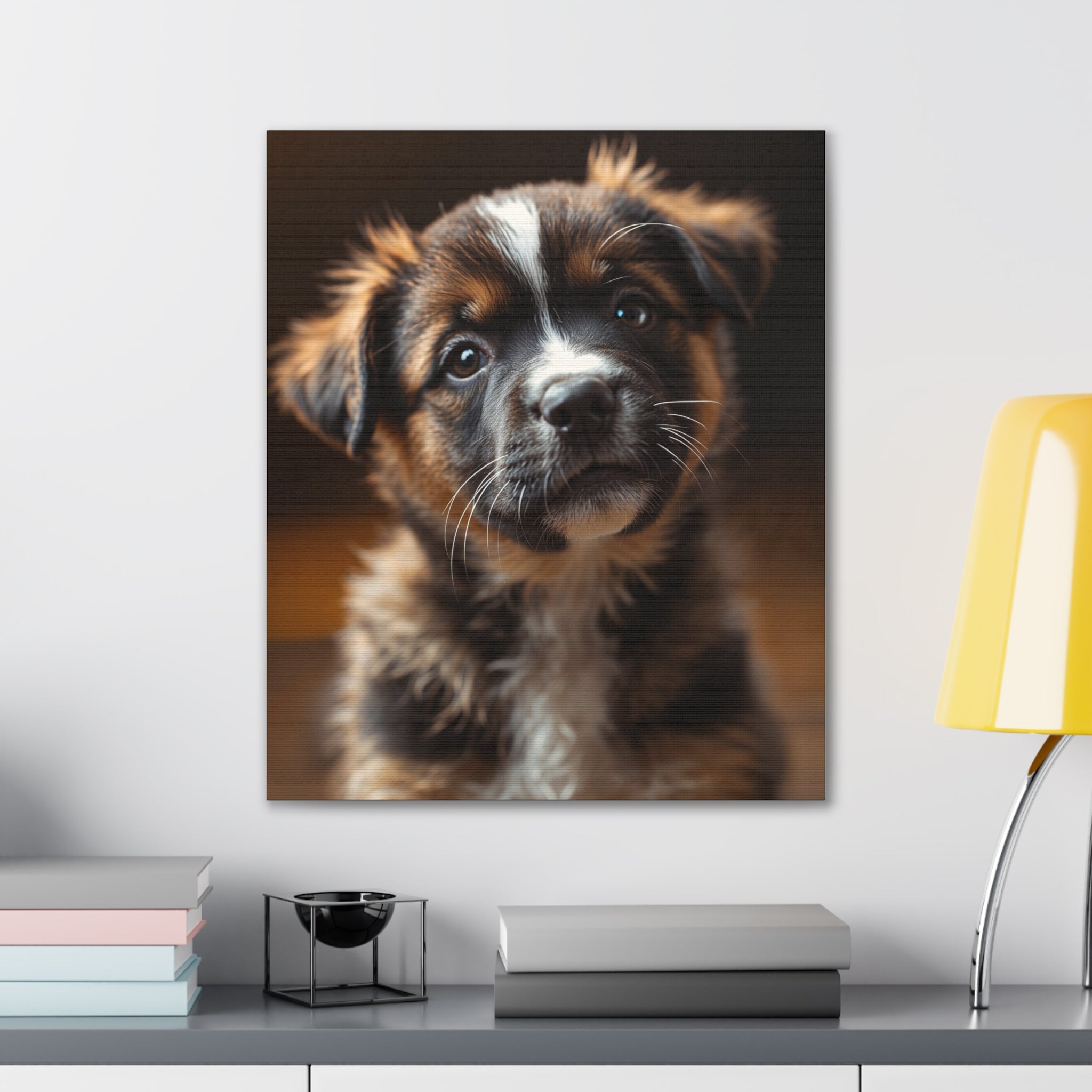 Adorable Puppy Portrait Canvas, gift for dog lovers, wall art with dog