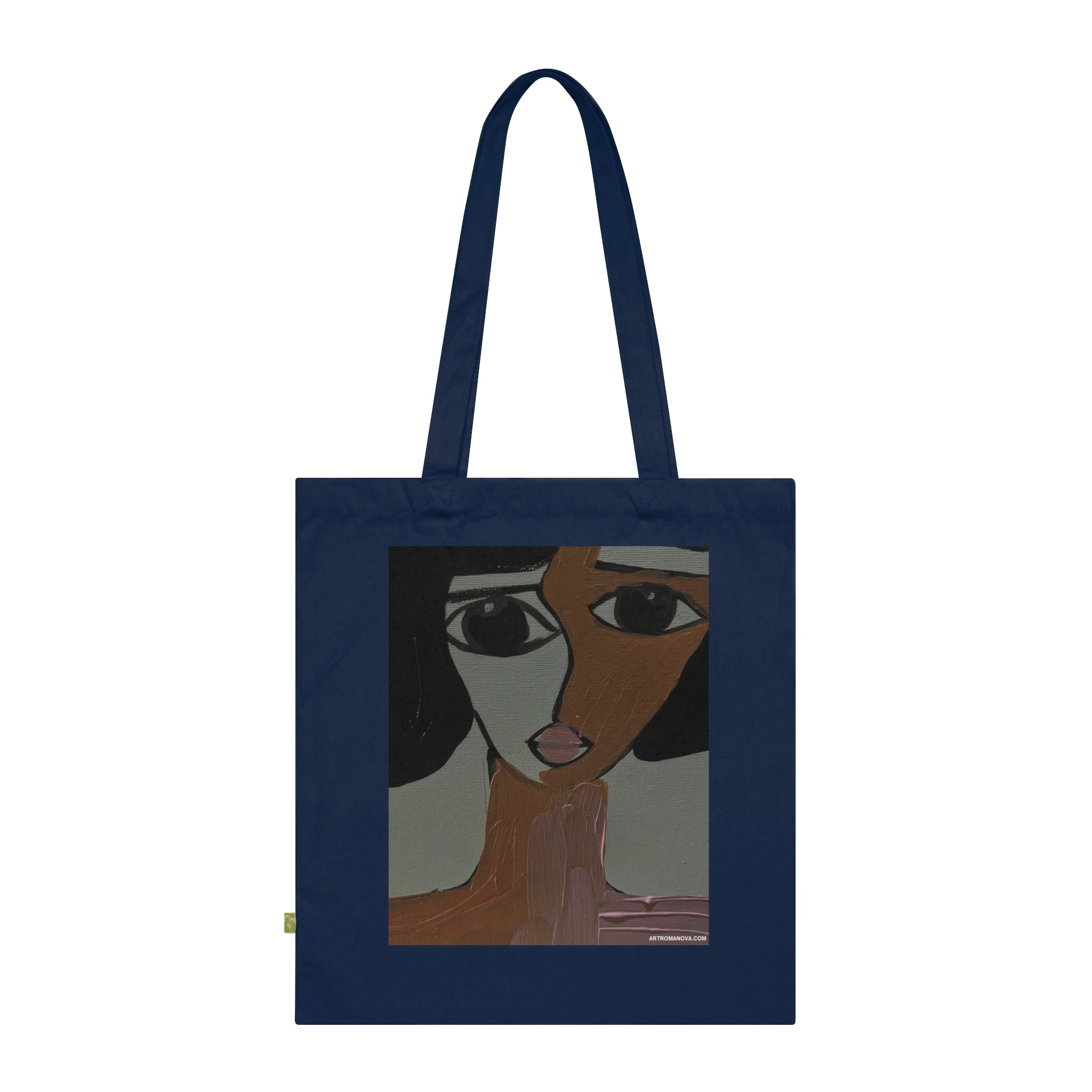 Sac fourre-tout peint de façon abstraite | Illustration de portrait d'art moderne, toile faite à la main, 100 % coton écologique