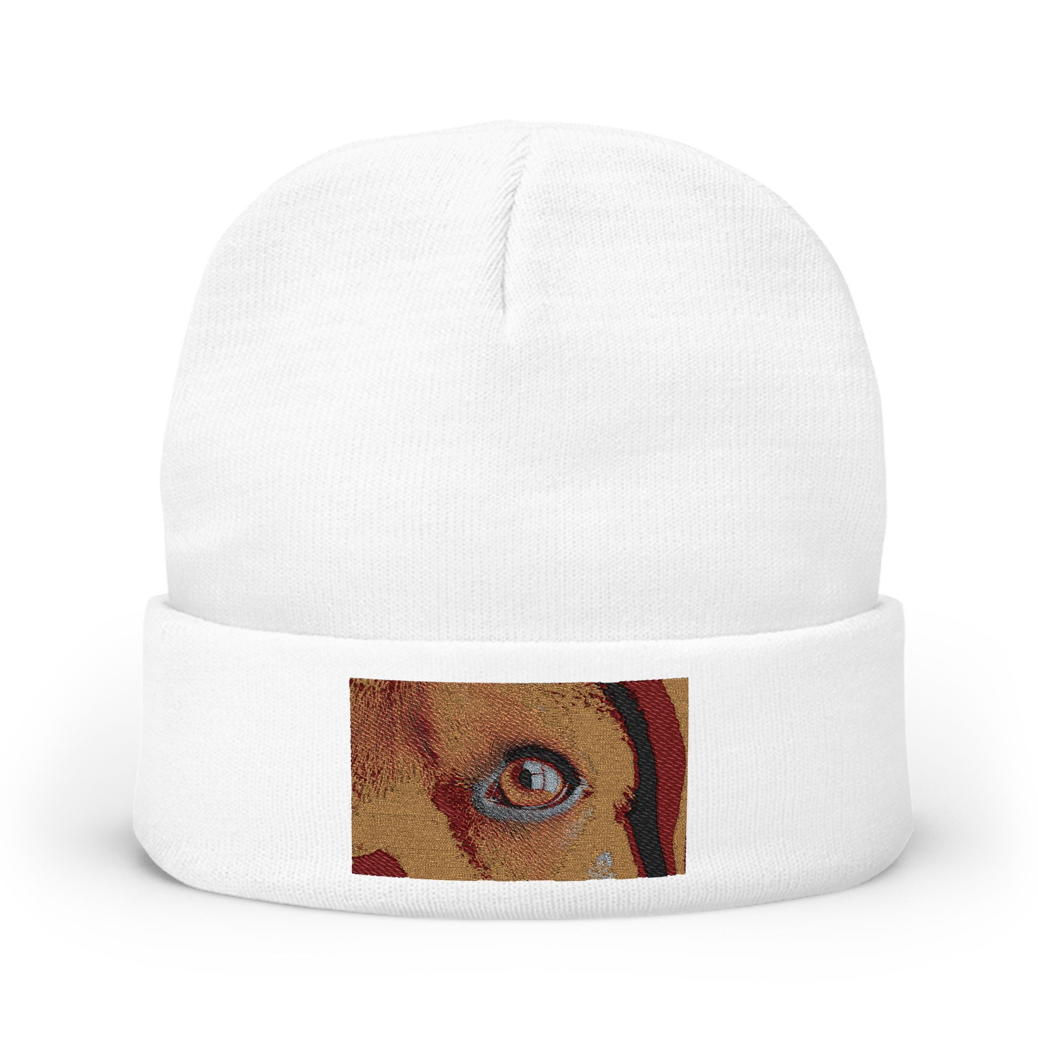 Bonnet tricoté Golden Dog Eye | Portrait de patte brodé
